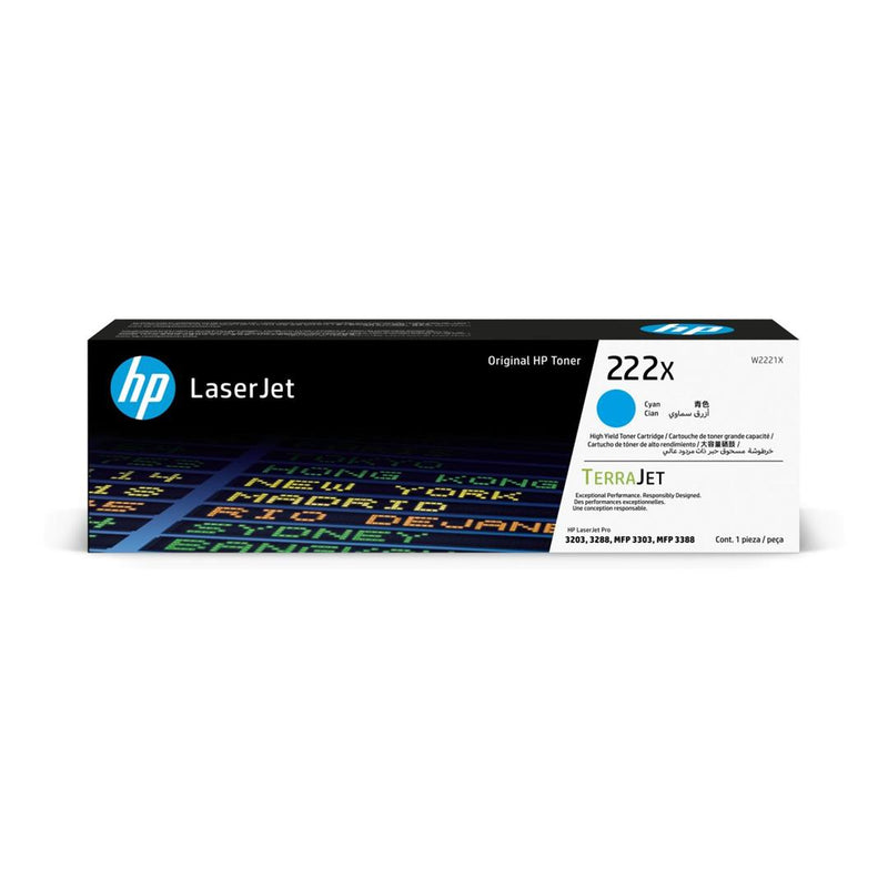 HP 222X High Yield Cyan Original LaserJet Toner Cartridge W2221X